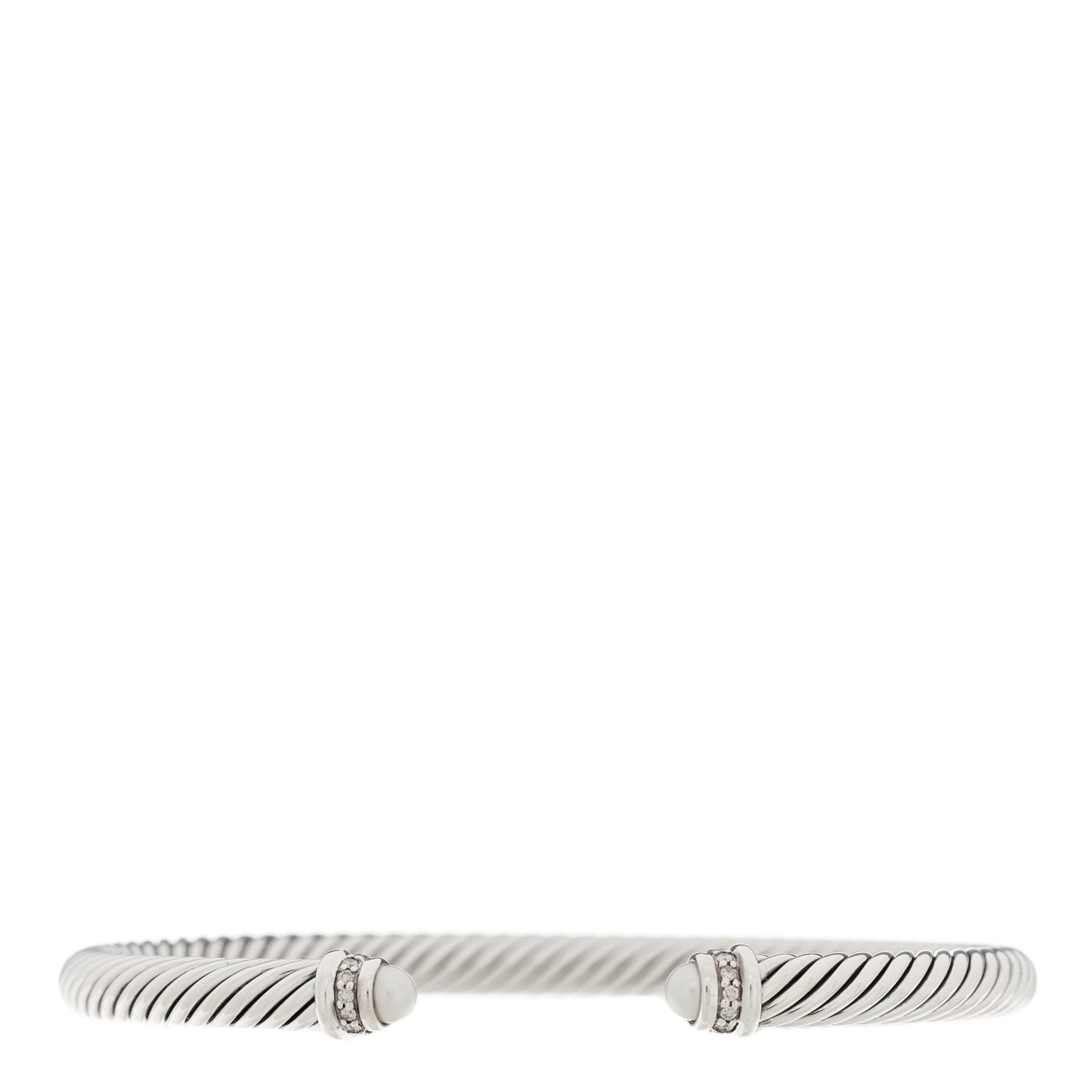 Sterling Silver Diamond Pearl 5mm Cable Classics Bracelet