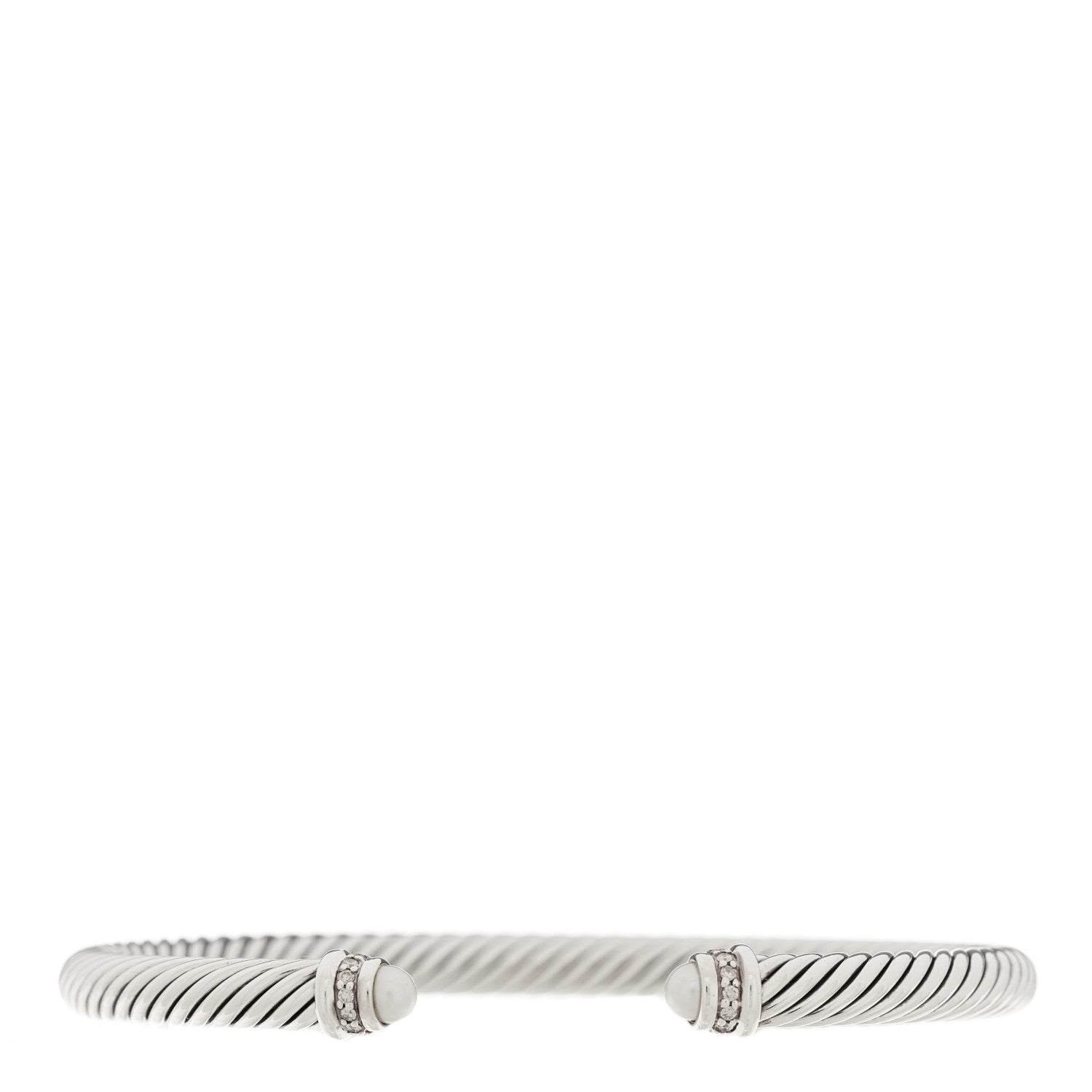 David Yurman Sterling Silver Diamond Pearl 5mm Cable Classics Bracelet 1 of 4