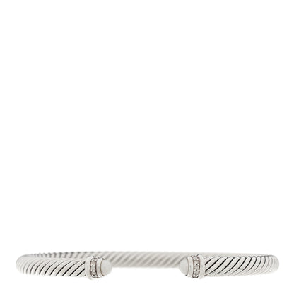 David Yurman Sterling Silver Diamond Pearl 5mm Cable Classics Bracelet 1 of 4