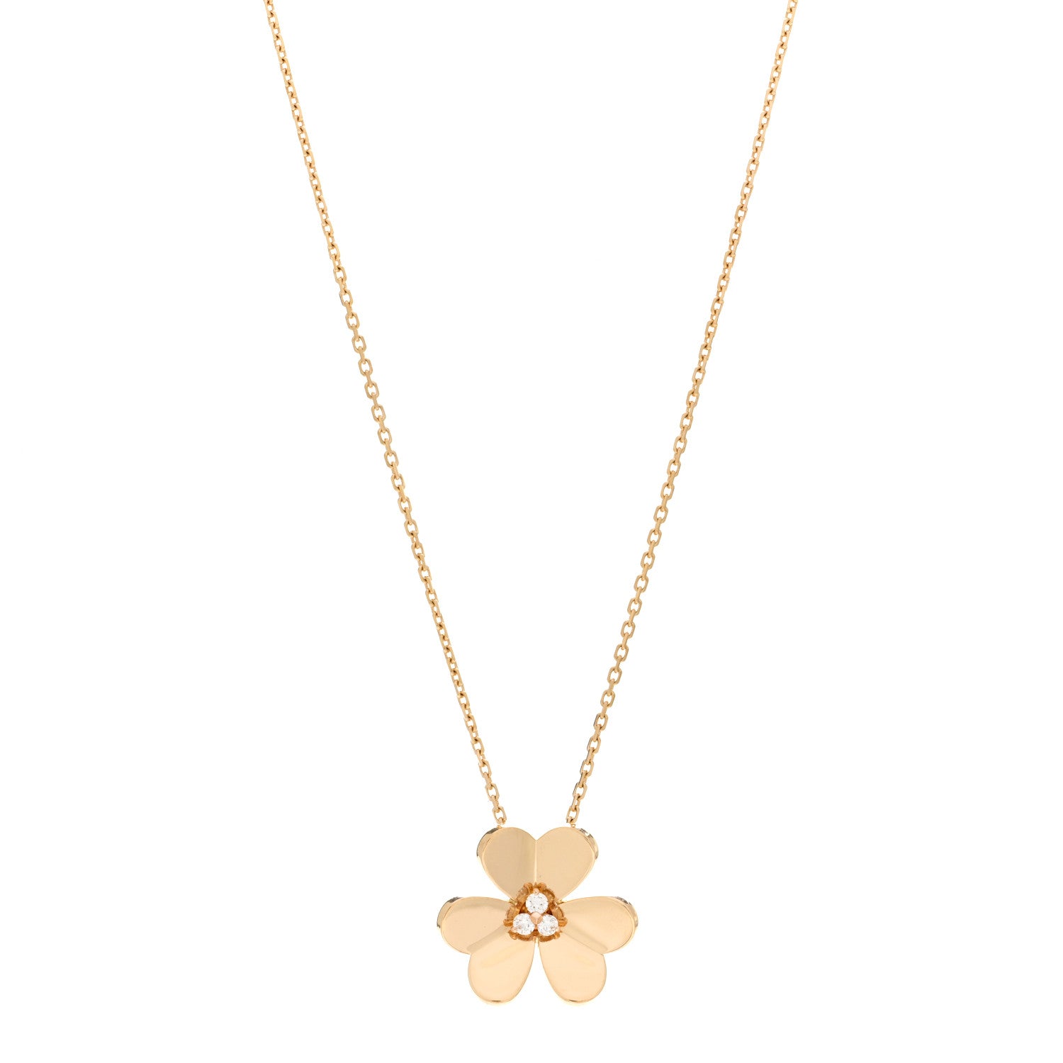 Van Cleef & Arpels 18K Yellow Gold Diamond Large Frivole Pendant Necklace 1 of 5
