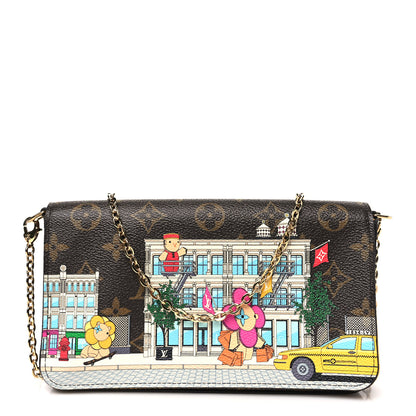 Louis Vuitton Monogram 2022 Christmas Animation New York Soho Pochette Felicie Chain Wallet Yellow 1 of 10