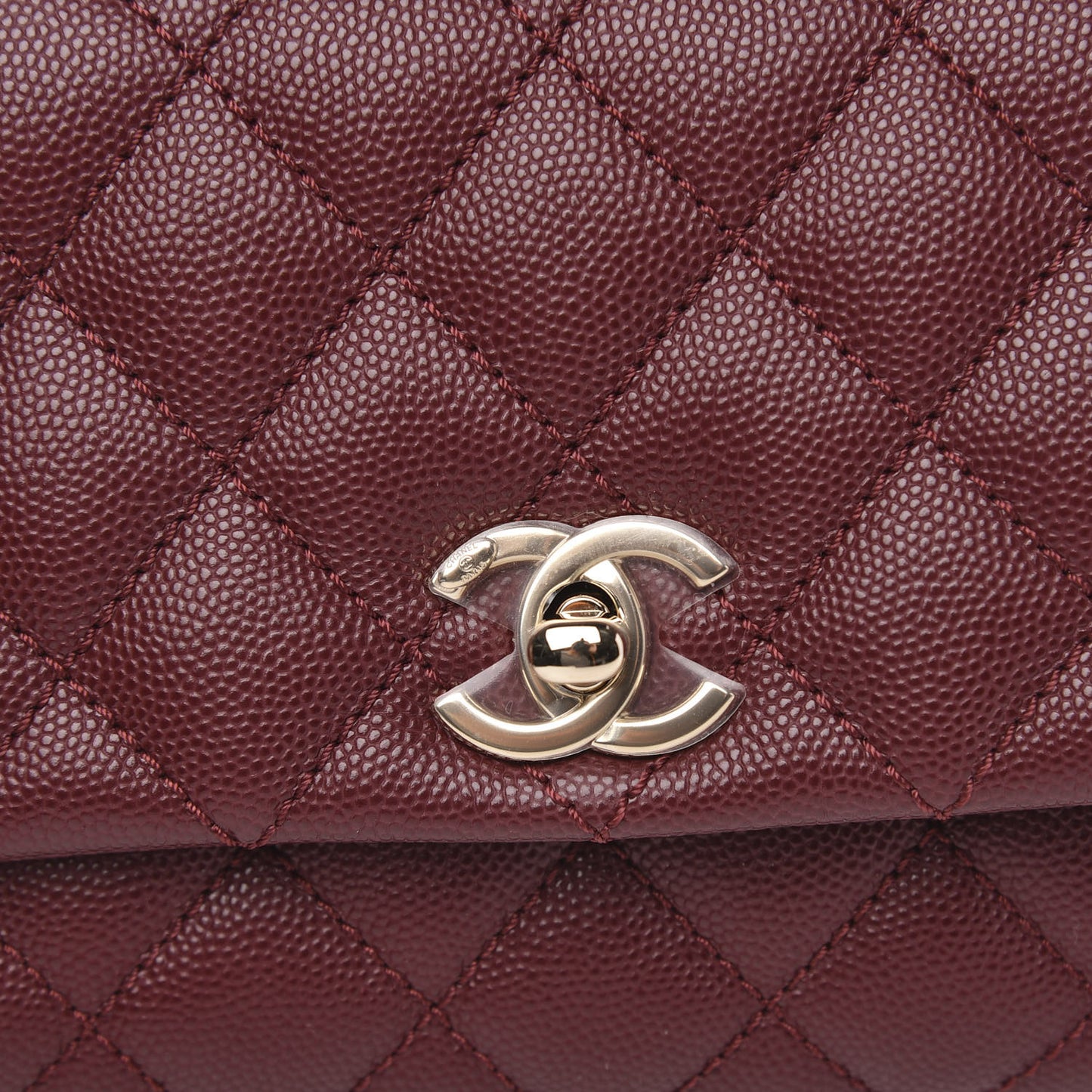 Caviar Quilted Extra Mini Coco Handle Flap Burgundy
