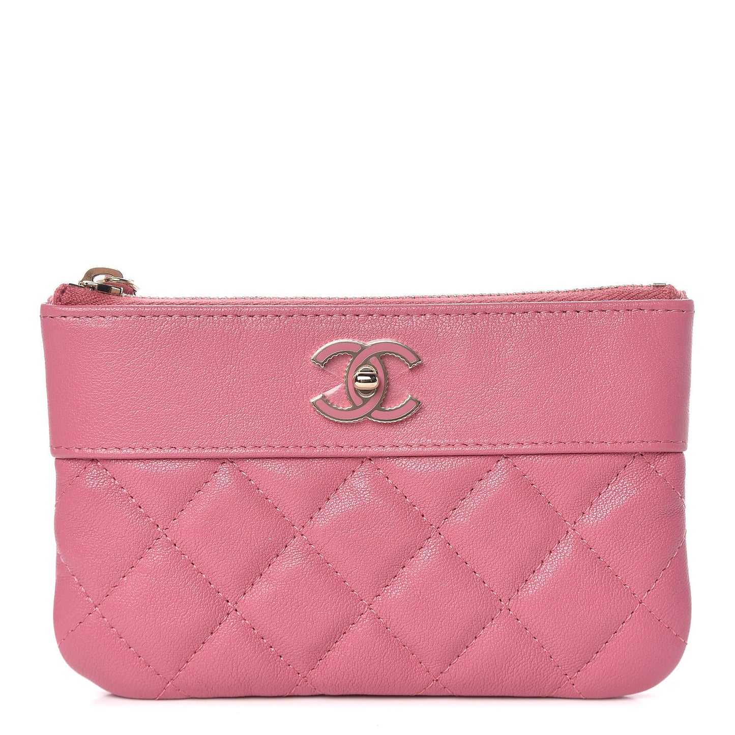 Sheepskin Quilted Small Vintage Mademoiselle Cosmetic Case Dark Pink
