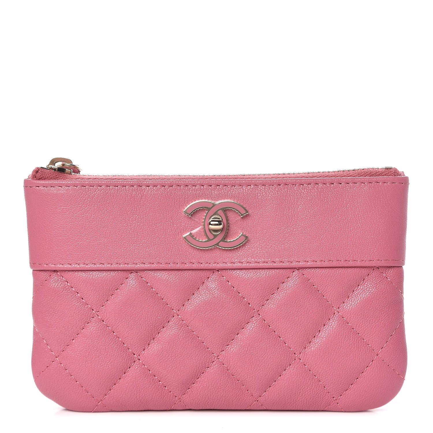 Chanel Sheepskin Quilted Small Vintage Mademoiselle Cosmetic Case Dark Pink 1 of 8