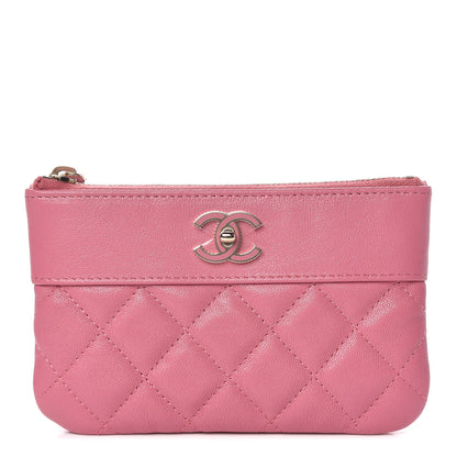 Chanel Sheepskin Quilted Small Vintage Mademoiselle Cosmetic Case Dark Pink 1 of 8