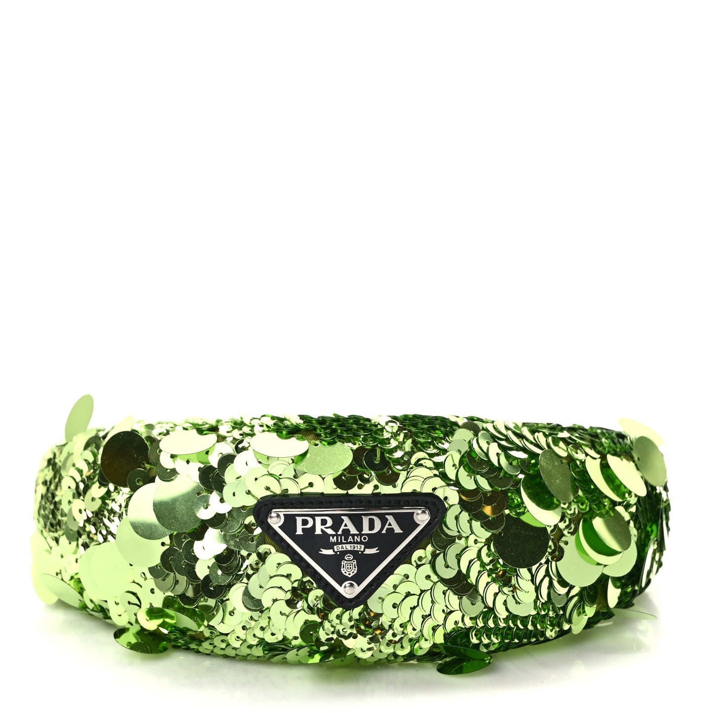 Paillettes Metal Triangle Logo Headband Lime