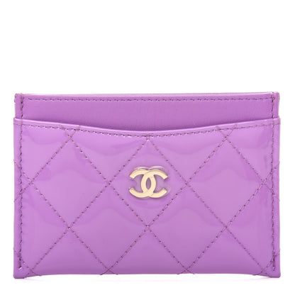 Chanel Patent Quilted Card Holder Purple 1 of 9