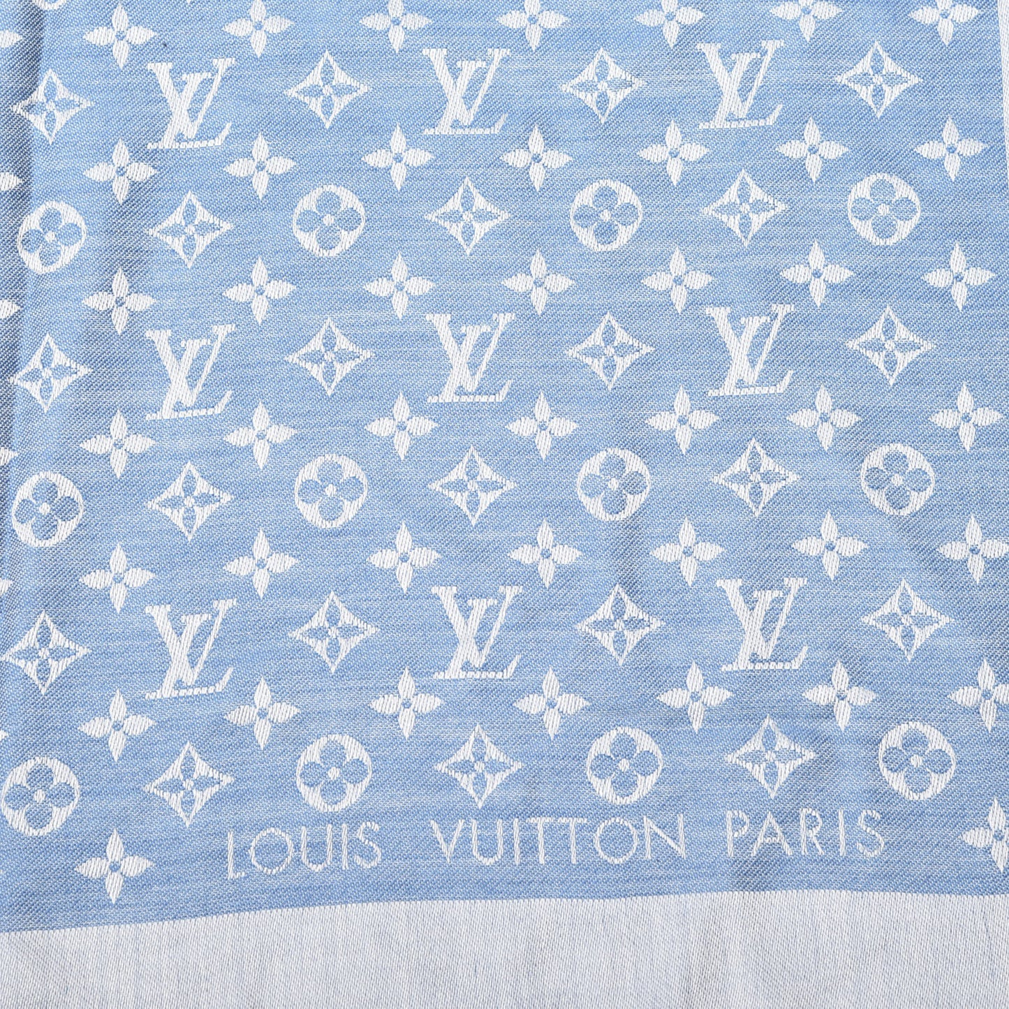 Silk Wool Monogram Shawl Blue