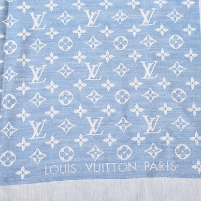 Louis Vuitton Silk Wool Monogram Shawl Blue 2 of 3