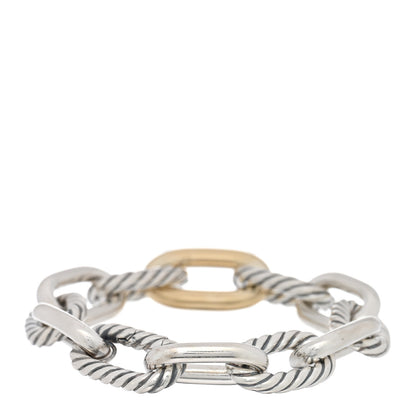 David Yurman Sterling Silver 18K Yellow Gold 13.5mm Large Madison Cable Link Bracelet 2 of 3