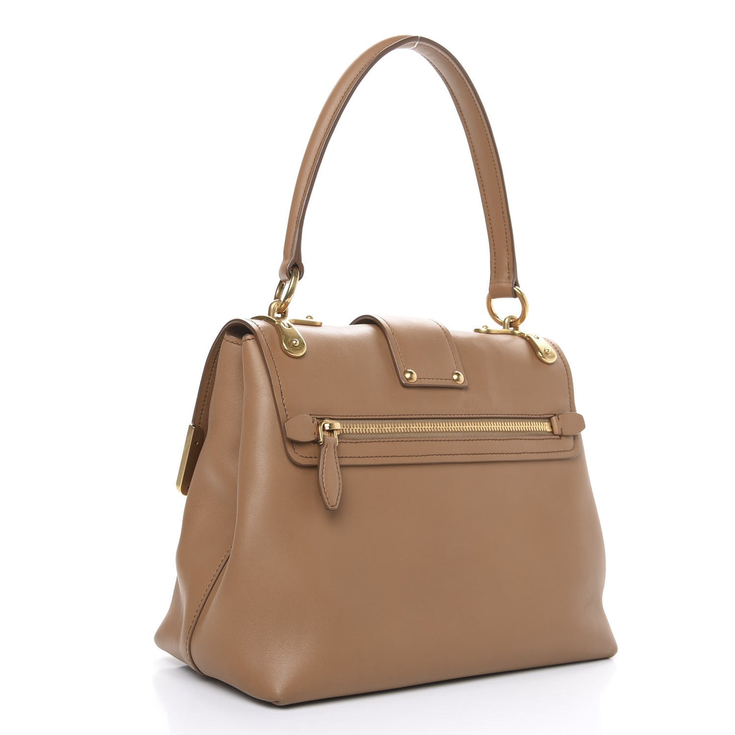 City Calfskin Cahier Top Handle Bag Caramel