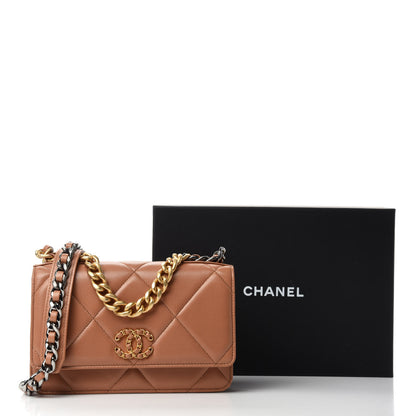Chanel Lambskin Quilted Chanel 19 Wallet On Chain WOC Brown 12 of 12