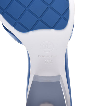 Chanel Lambskin PVC Logo Mule 37 Transparent Blue 9 of 10