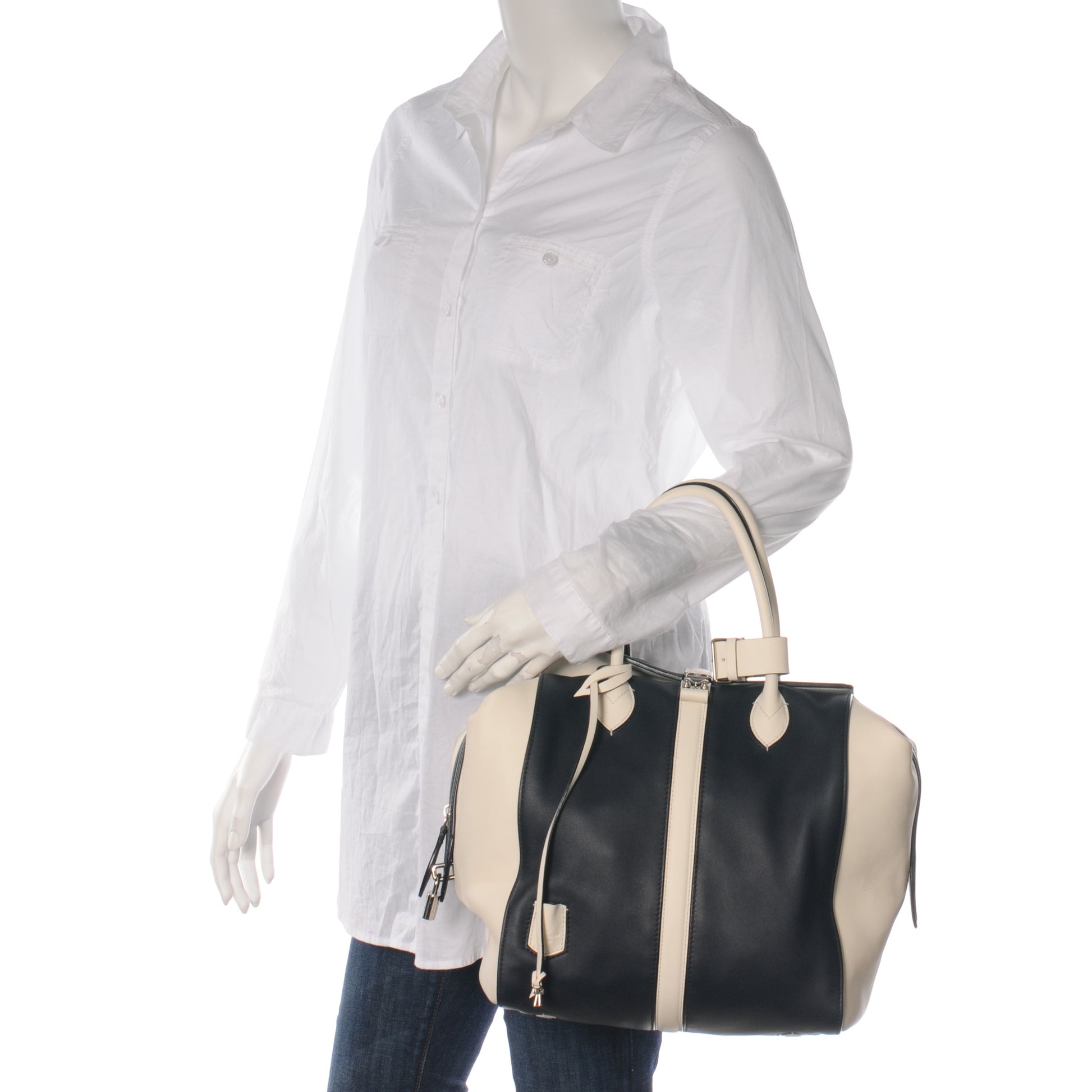 Louis Vuitton Calfskin Suship North South Speedy Navy White 2 of 9