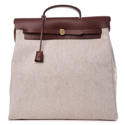 Hermes Toile Vache Calfskin Herbag 2 in 1 36 MM Natural 1 of 22