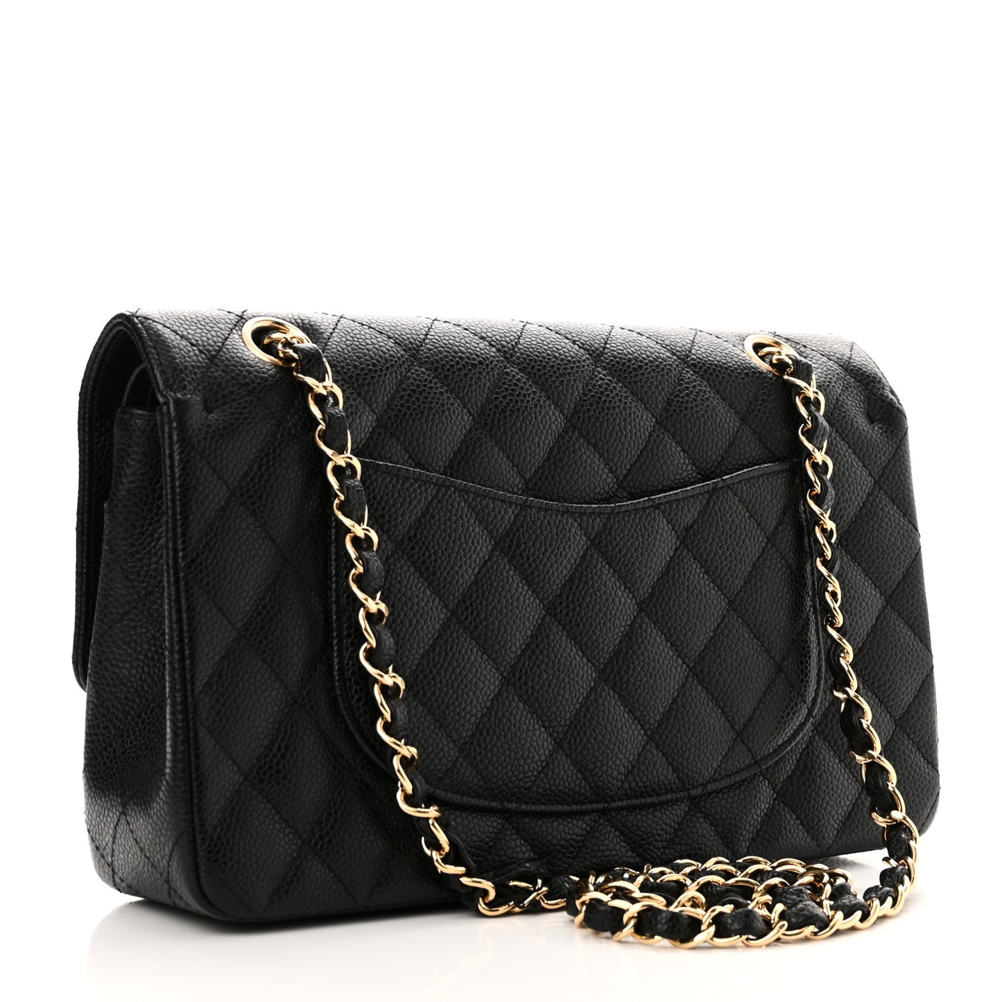 Caviar Quilted Medium Double Flap Black