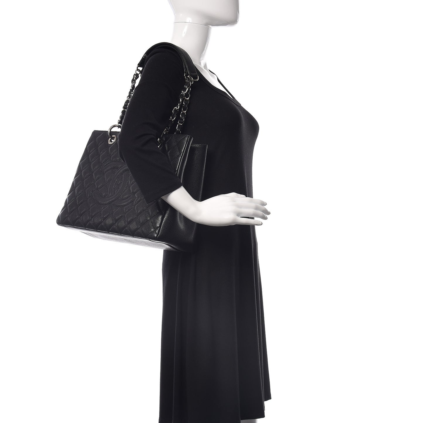 Caviar Quilted Grand Shopping Tote GST Black