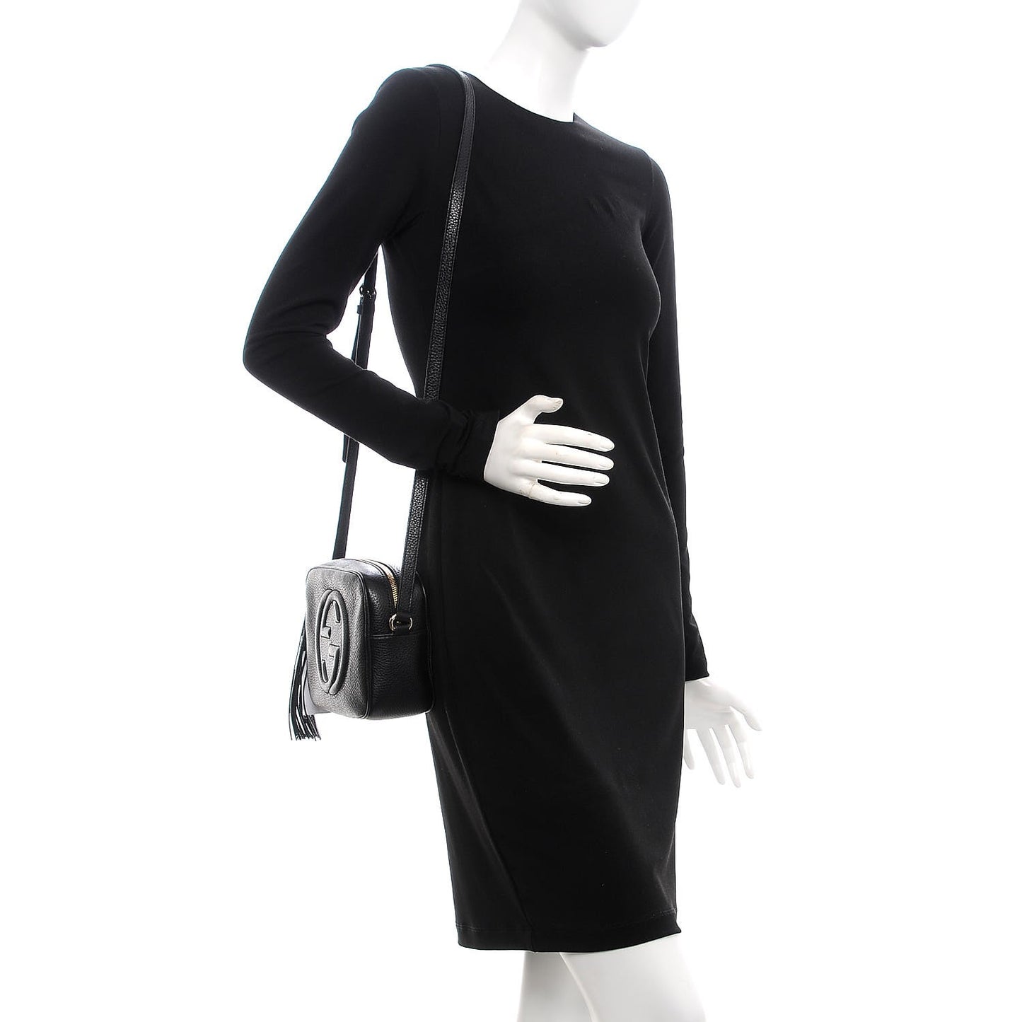Pebbled Calfskin Small Soho Disco Bag Black