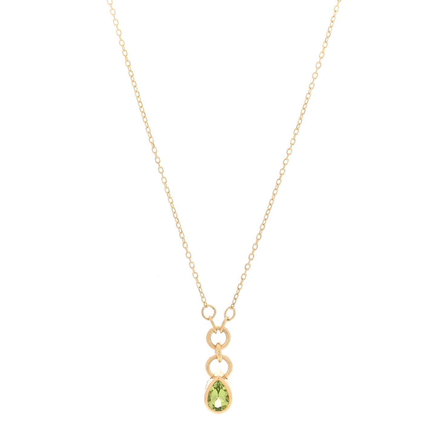 18K Yellow Gold Peridot Forever and Always a Pair Pendant Necklace