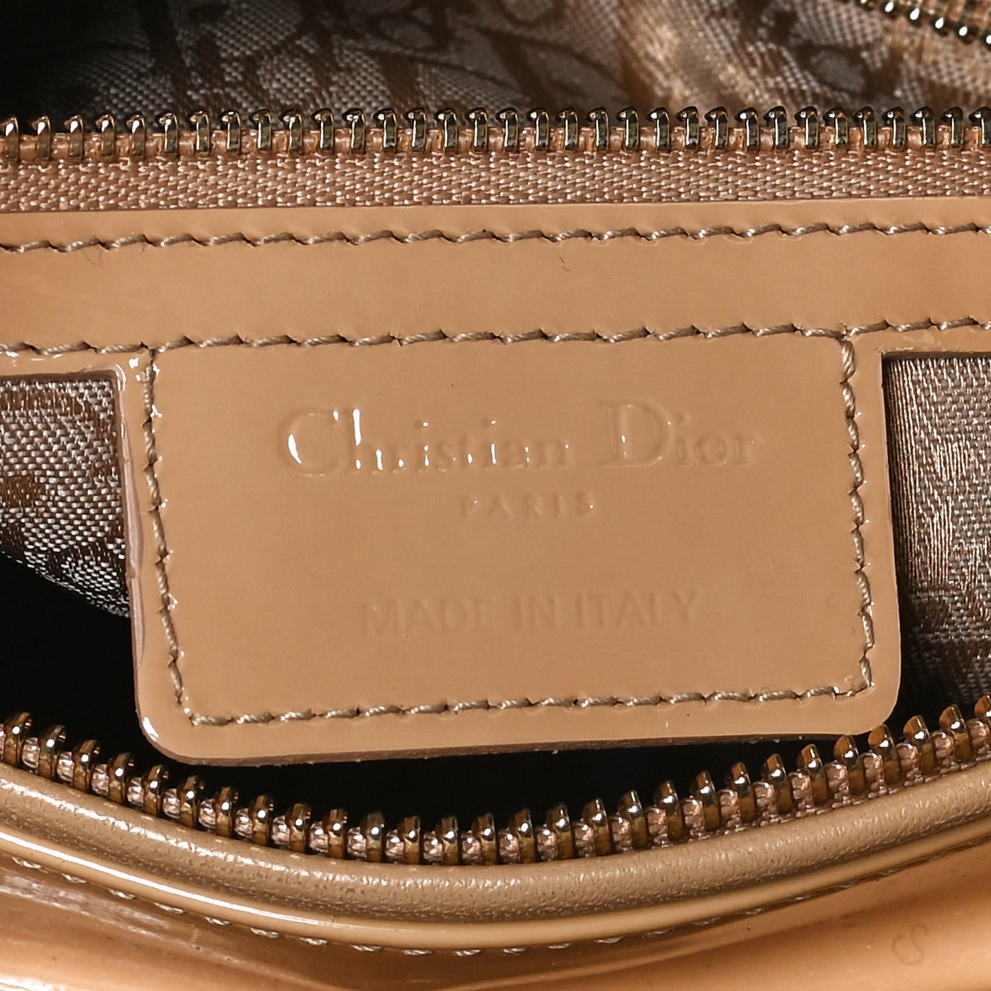 Patent Cannage Medium Lady Dior Beige