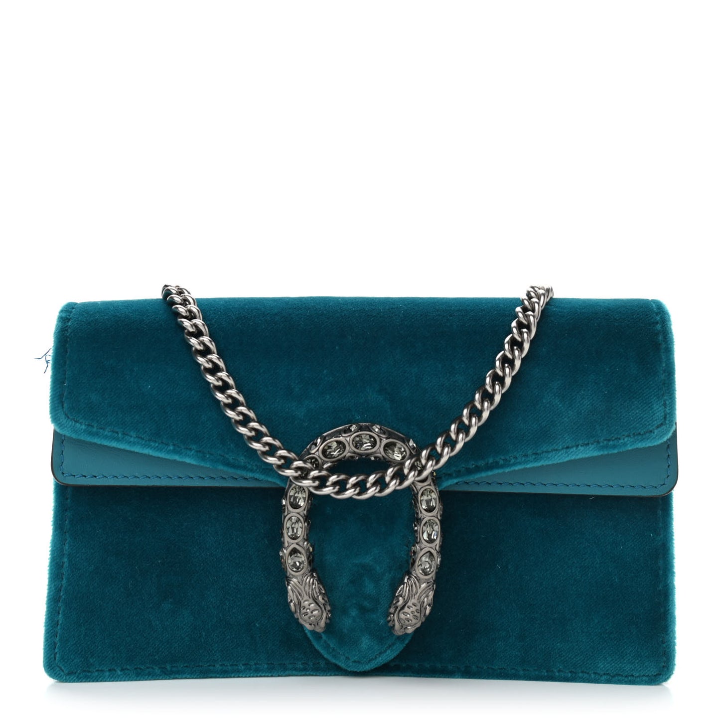 Velvet Super Mini Dionysus Shoulder Bag Pavone Cyan