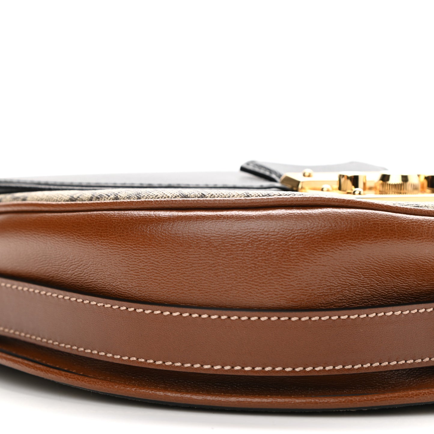 GG Supreme Monogram Calfskin Small Padlock Messenger Shoulder Bag Beige Black Cuir