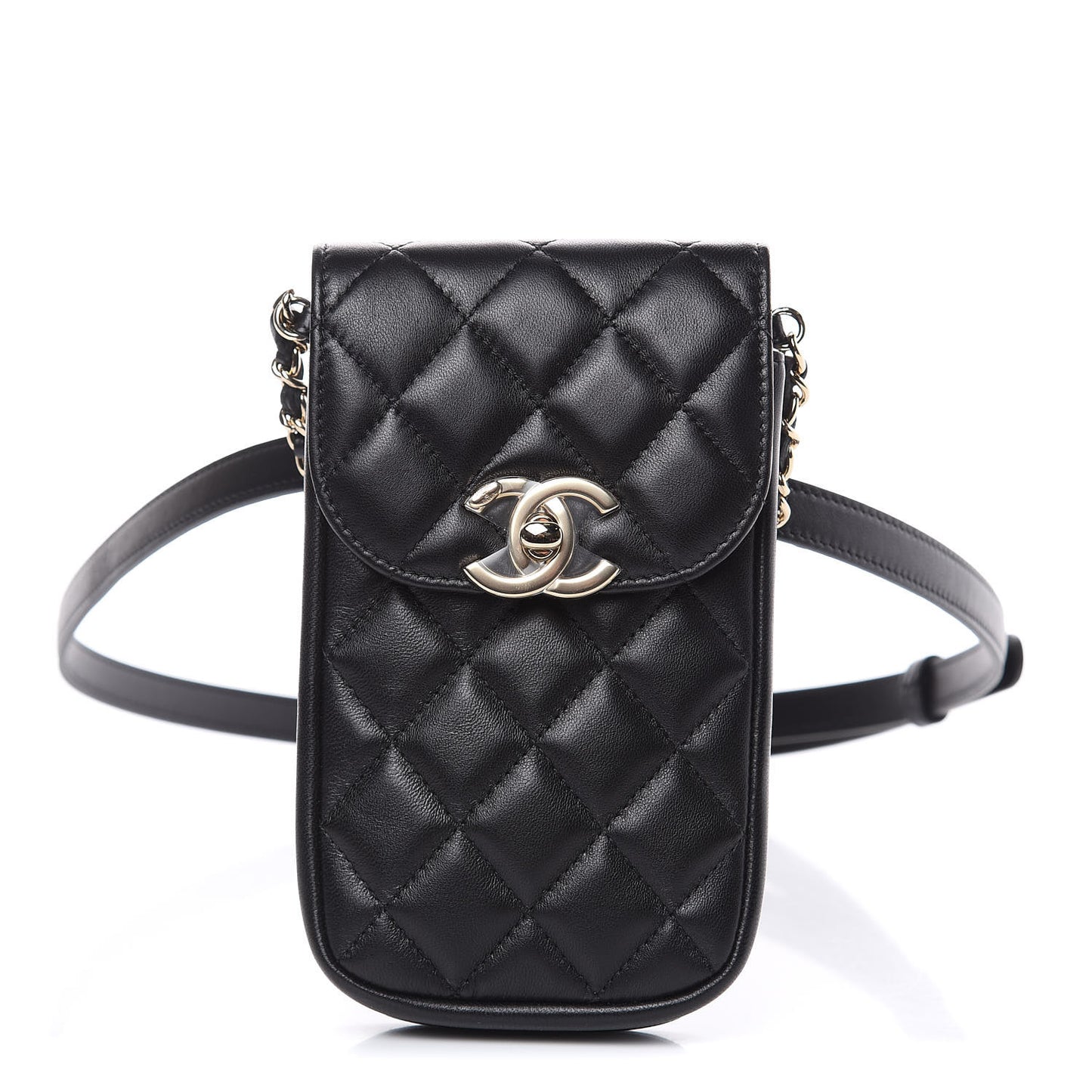 Lambskin Quilted Belt You Can Waist Bag Black