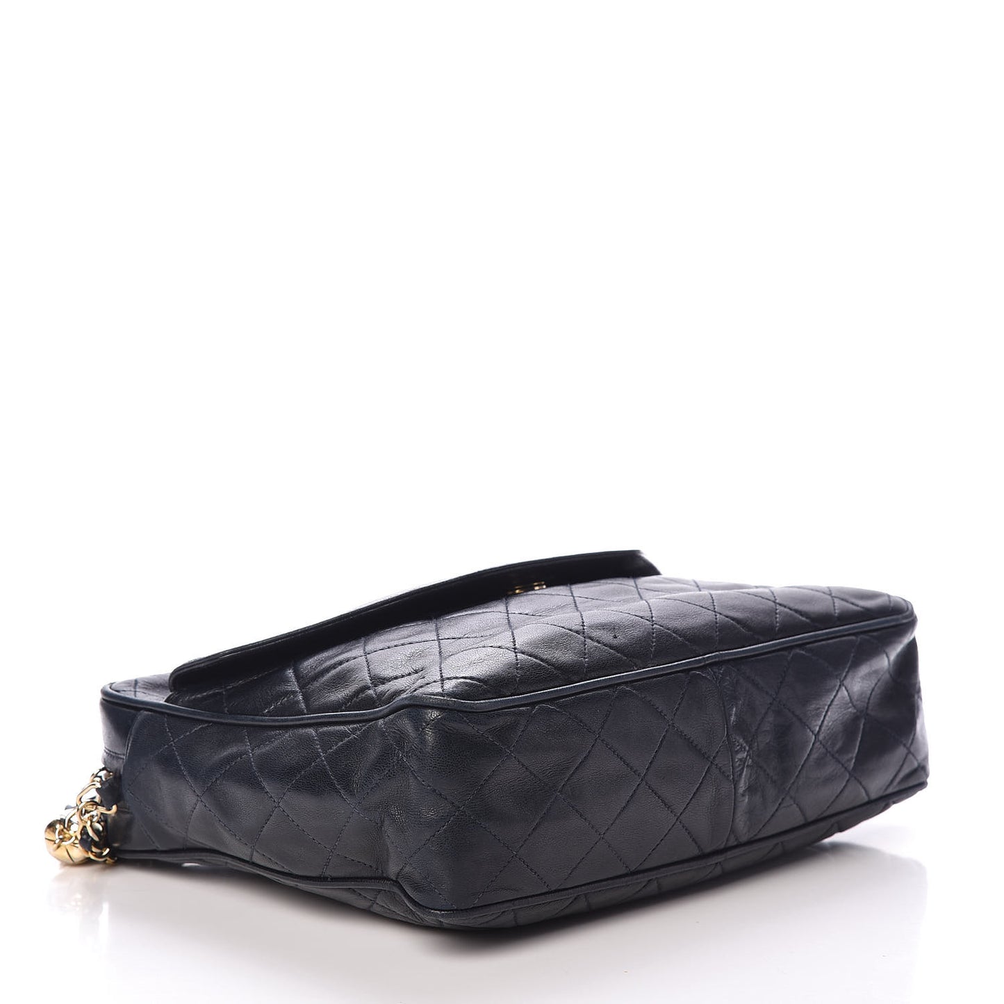 Lambskin Quilted Tassel Camera Case Navy