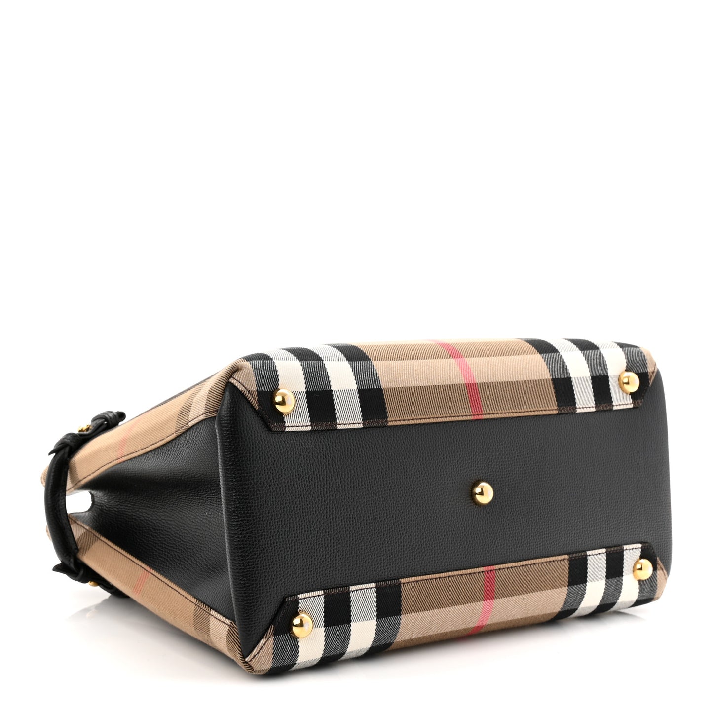 House Check Grainy Calfskin Medium Banner Tote Black