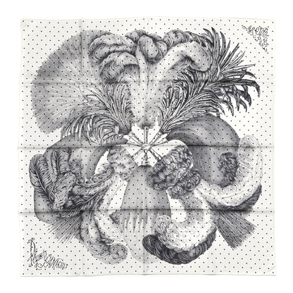 Hermes Silk Plumets Et Panaches Scarf 90 White Black Anthracite 1 of 5