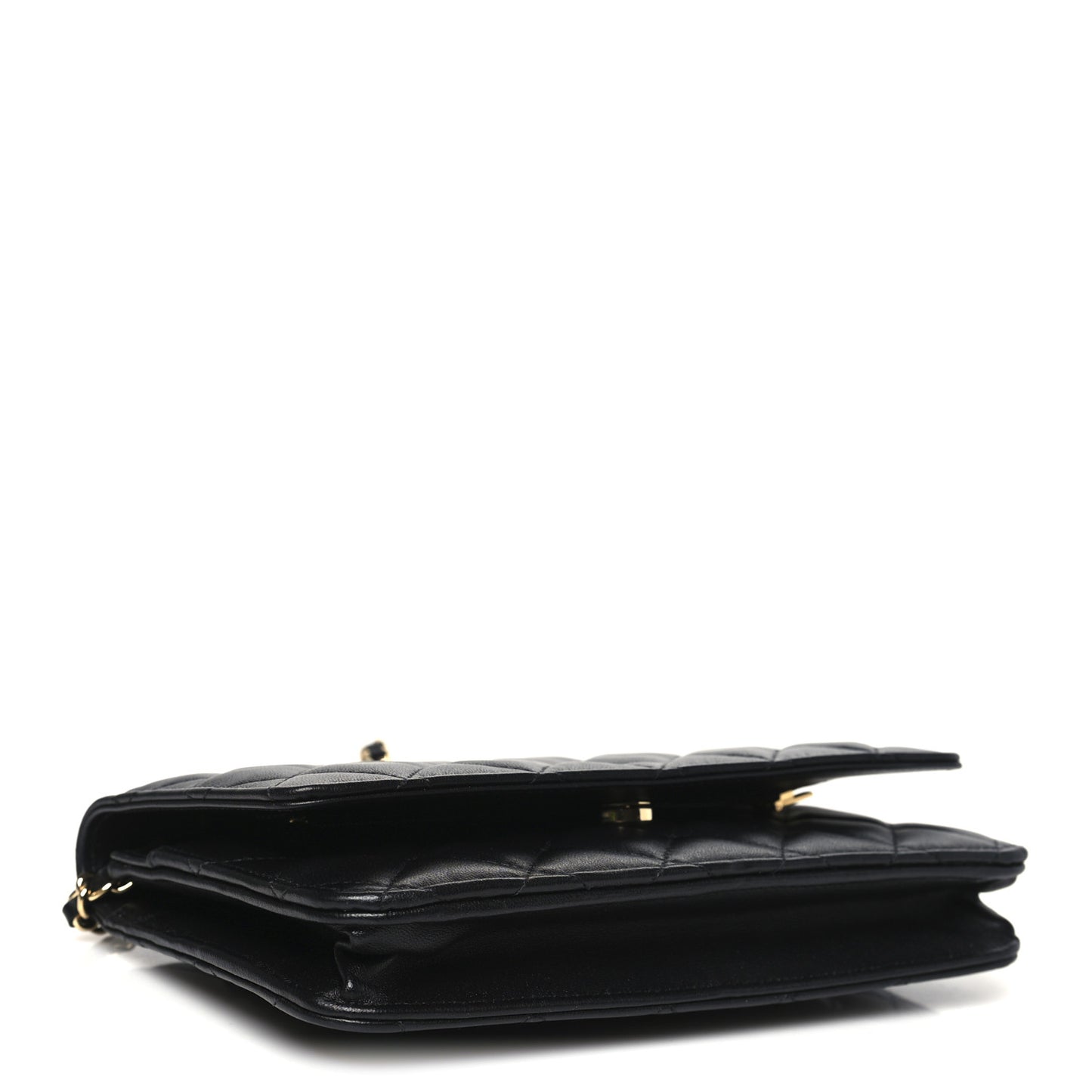 Lambskin Quilted Wallet On Chain WOC Black