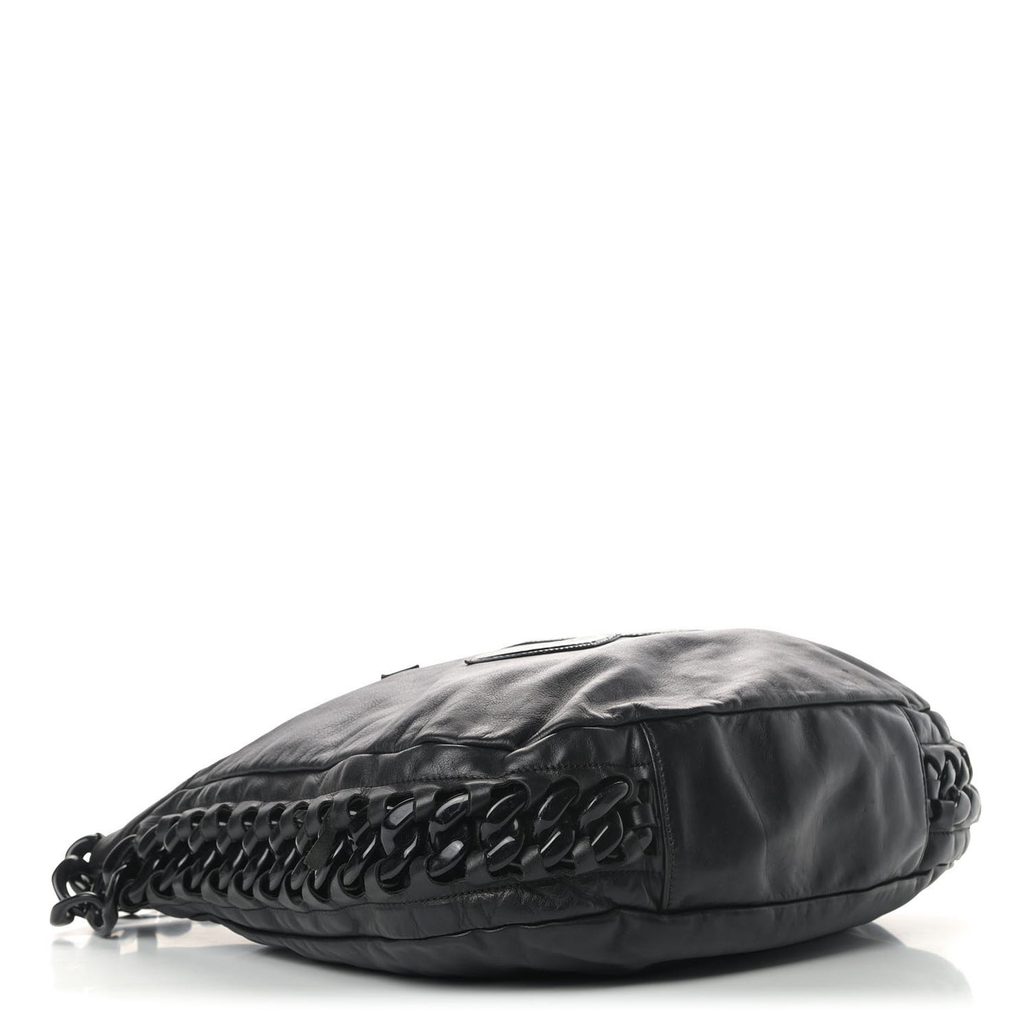 Calfskin Modern Chain Rhodoid Hobo Black