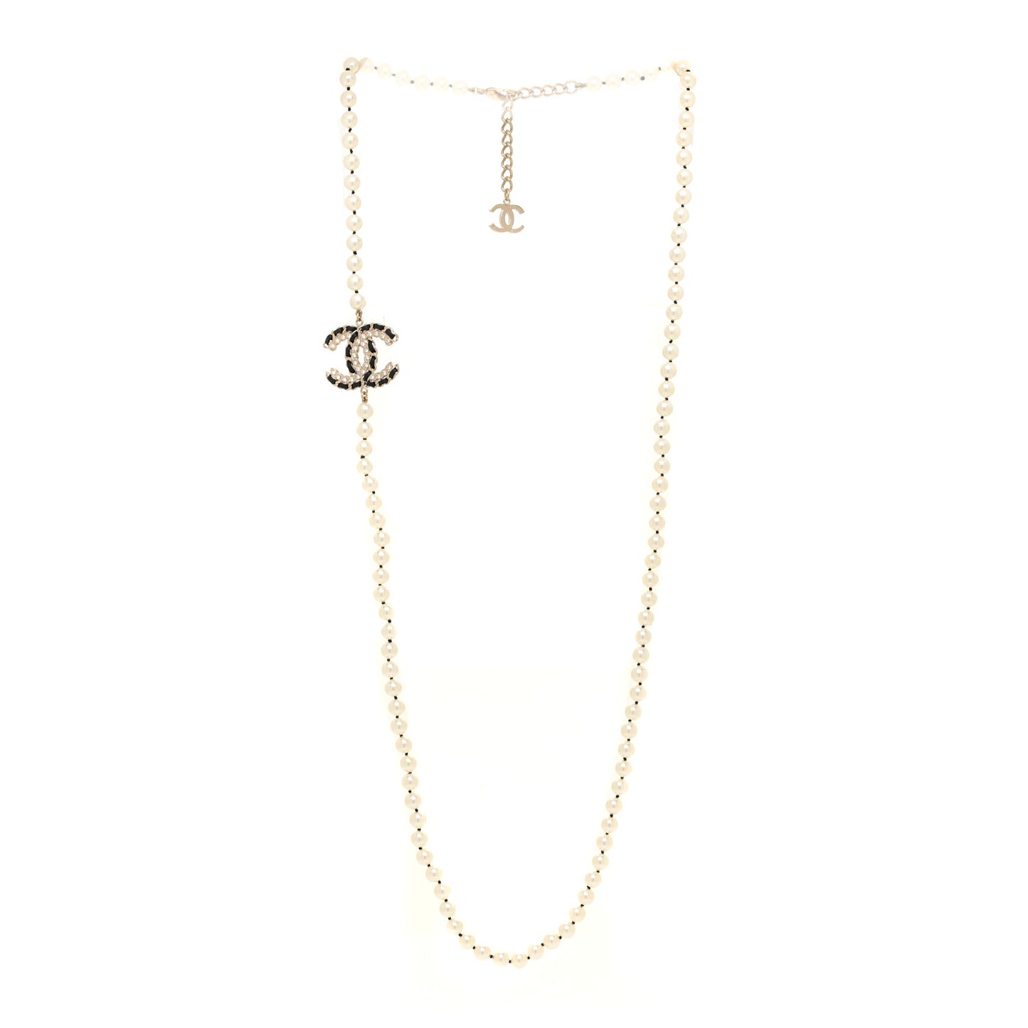Pearl Lambskin CC Vintage Allure Necklace Gold
