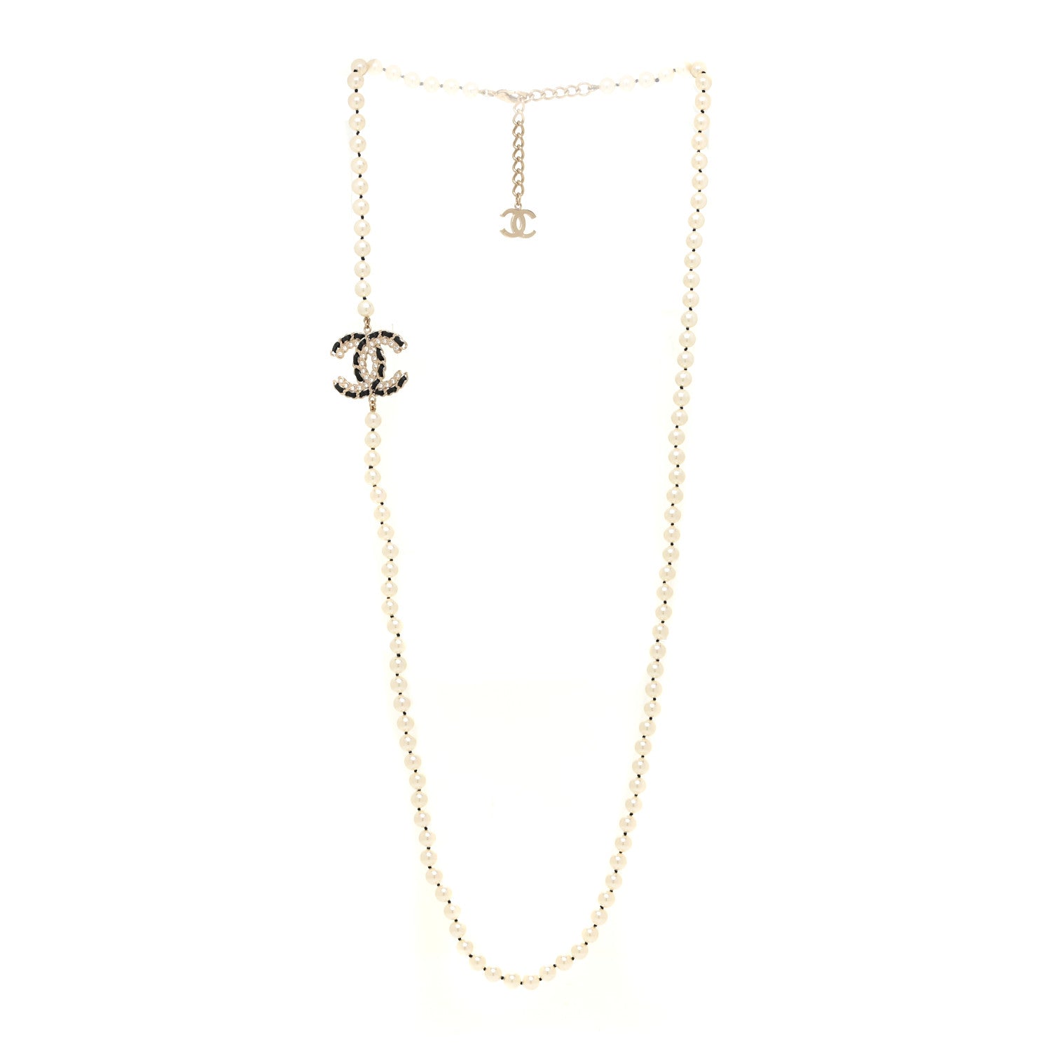 Chanel Pearl Lambskin CC Vintage Allure Necklace Gold 3 of 4