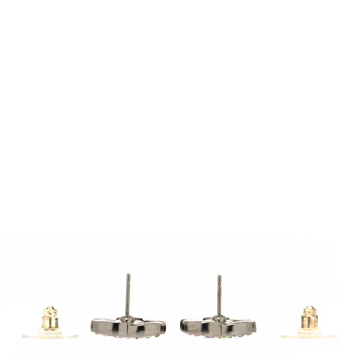 Chanel Ruthenium Crystal CC Earrings Multicolor 3 of 4
