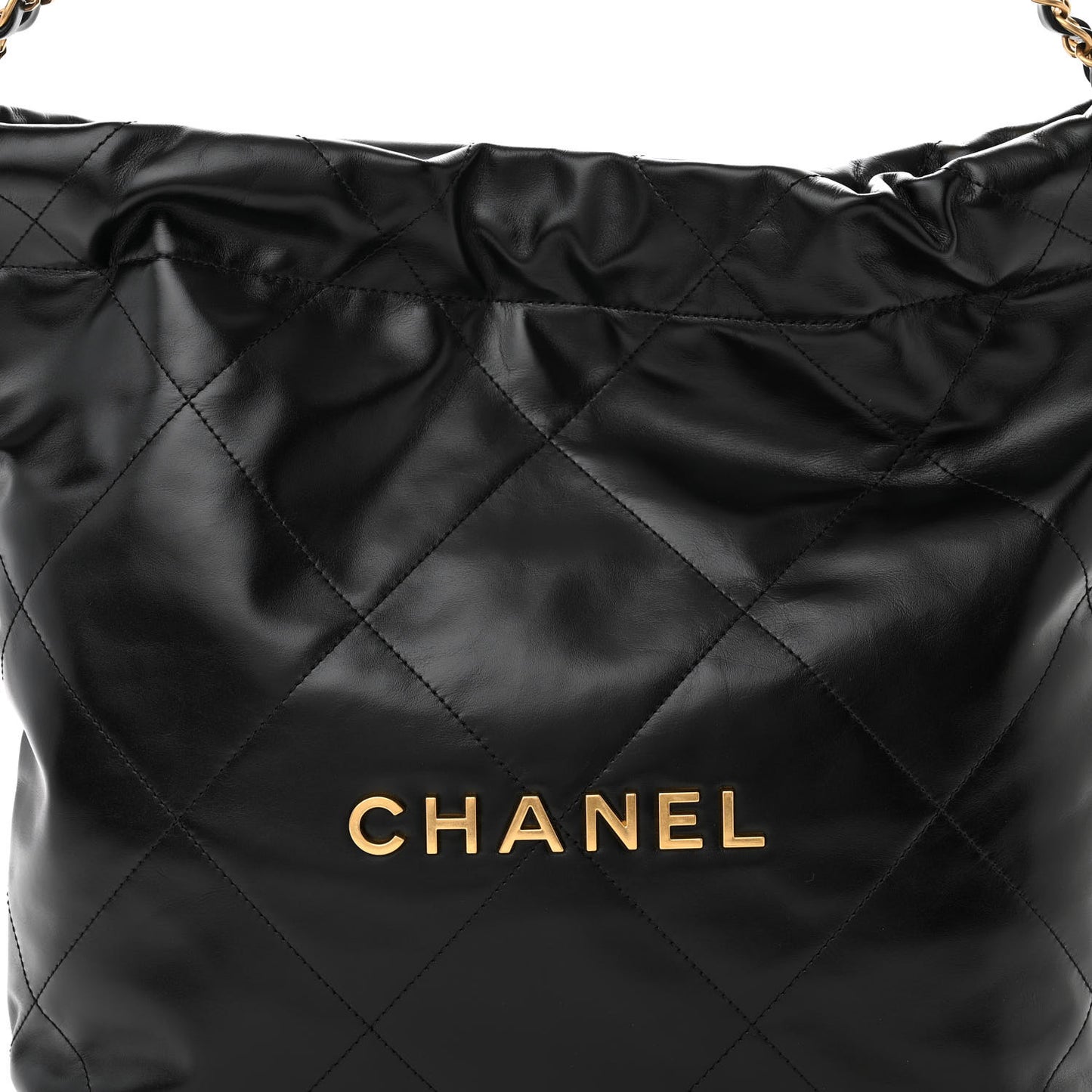 Shiny Calfskin Quilted Small Chanel 22 Black