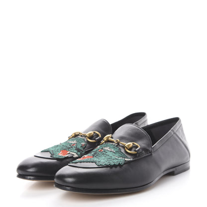 Gucci Lambskin Wolf Embroidered Mens Brixton Horsebit Loafers 6.5 Black 3 of 10