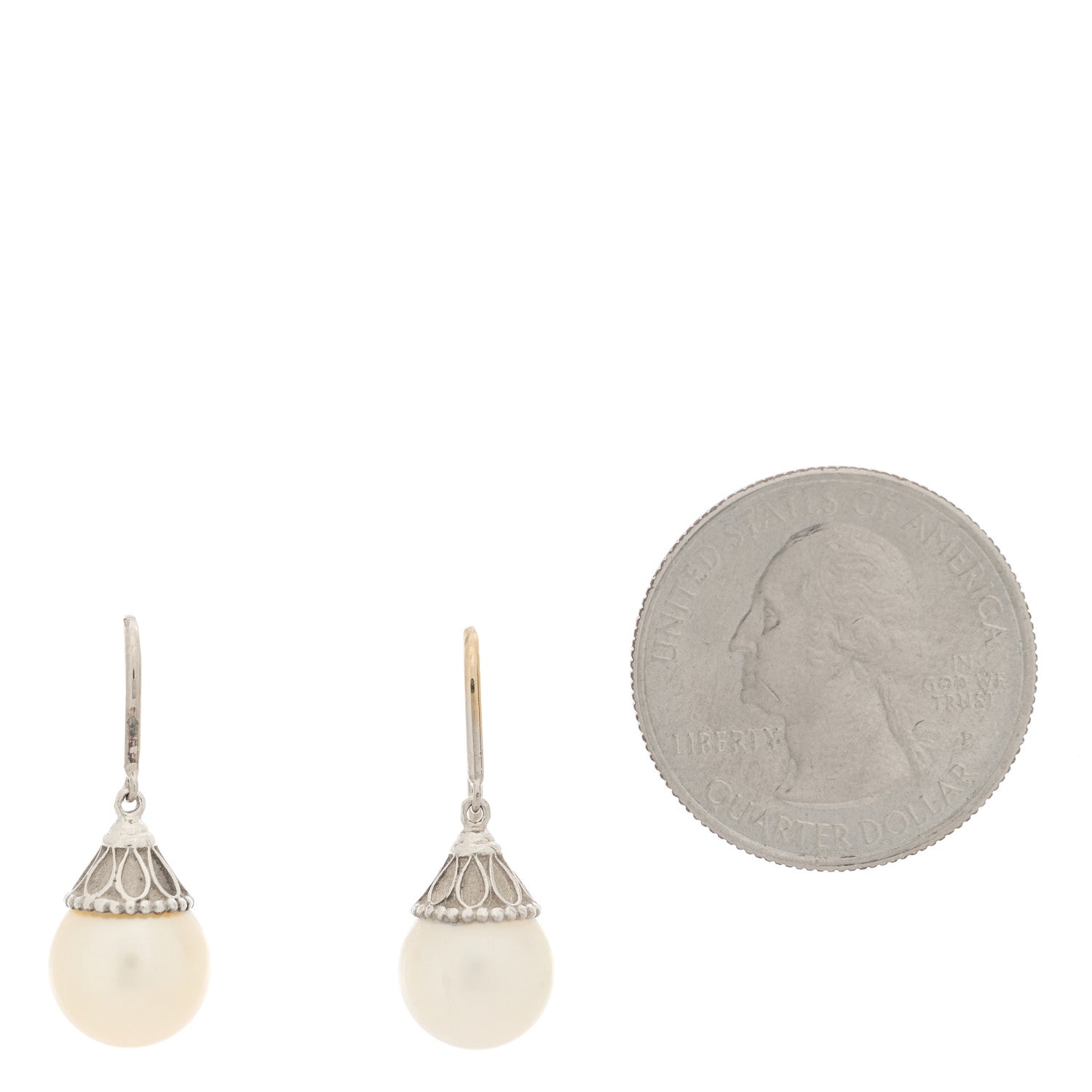 Tiffany Sterling Silver Pearl Ziegfeld Drop Earrings 2 of 4