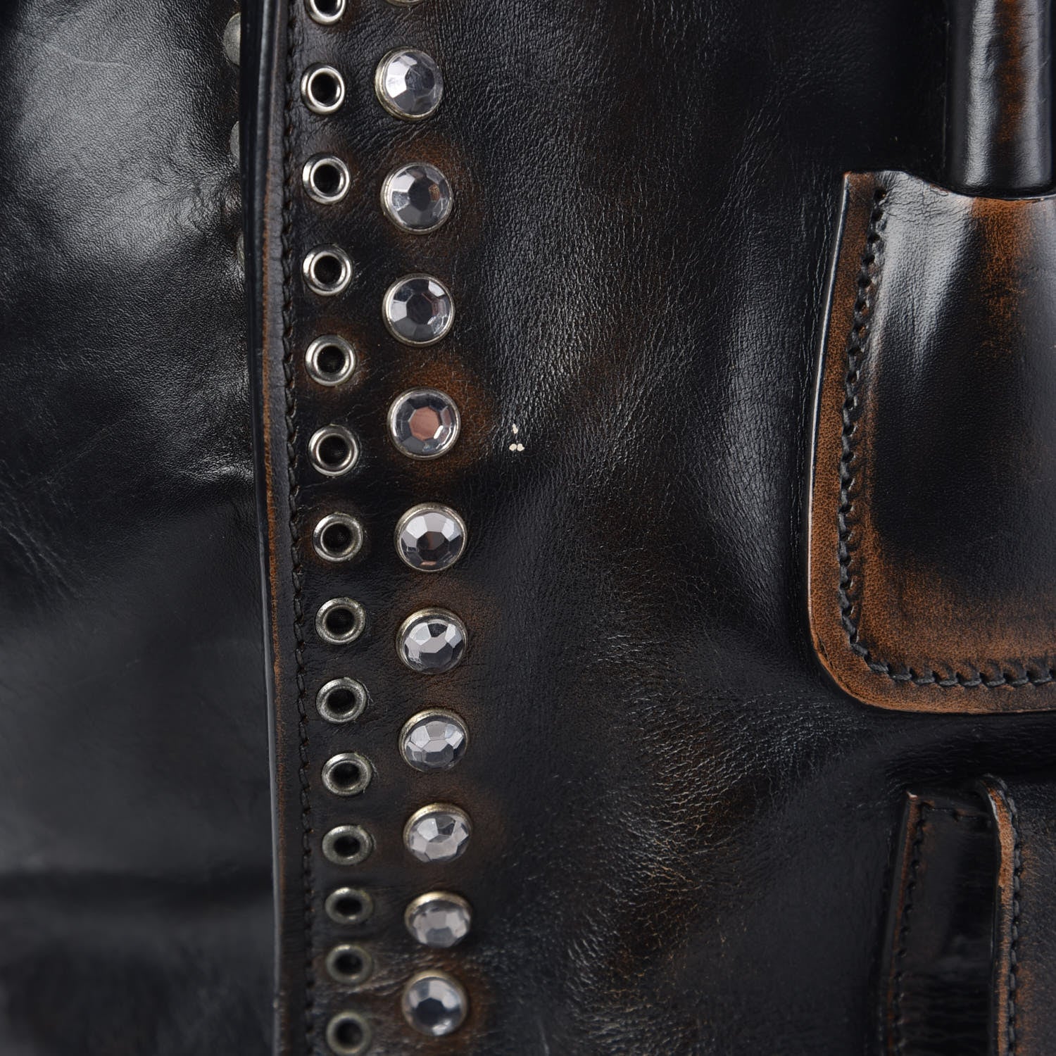 Prada Vitello Vintage Studded Twin Pocket Tote Ebano 17 of 22