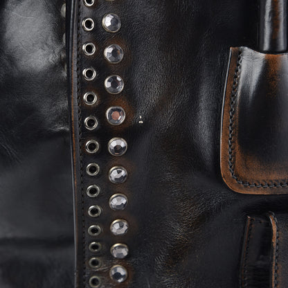 Prada Vitello Vintage Studded Twin Pocket Tote Ebano 17 of 22