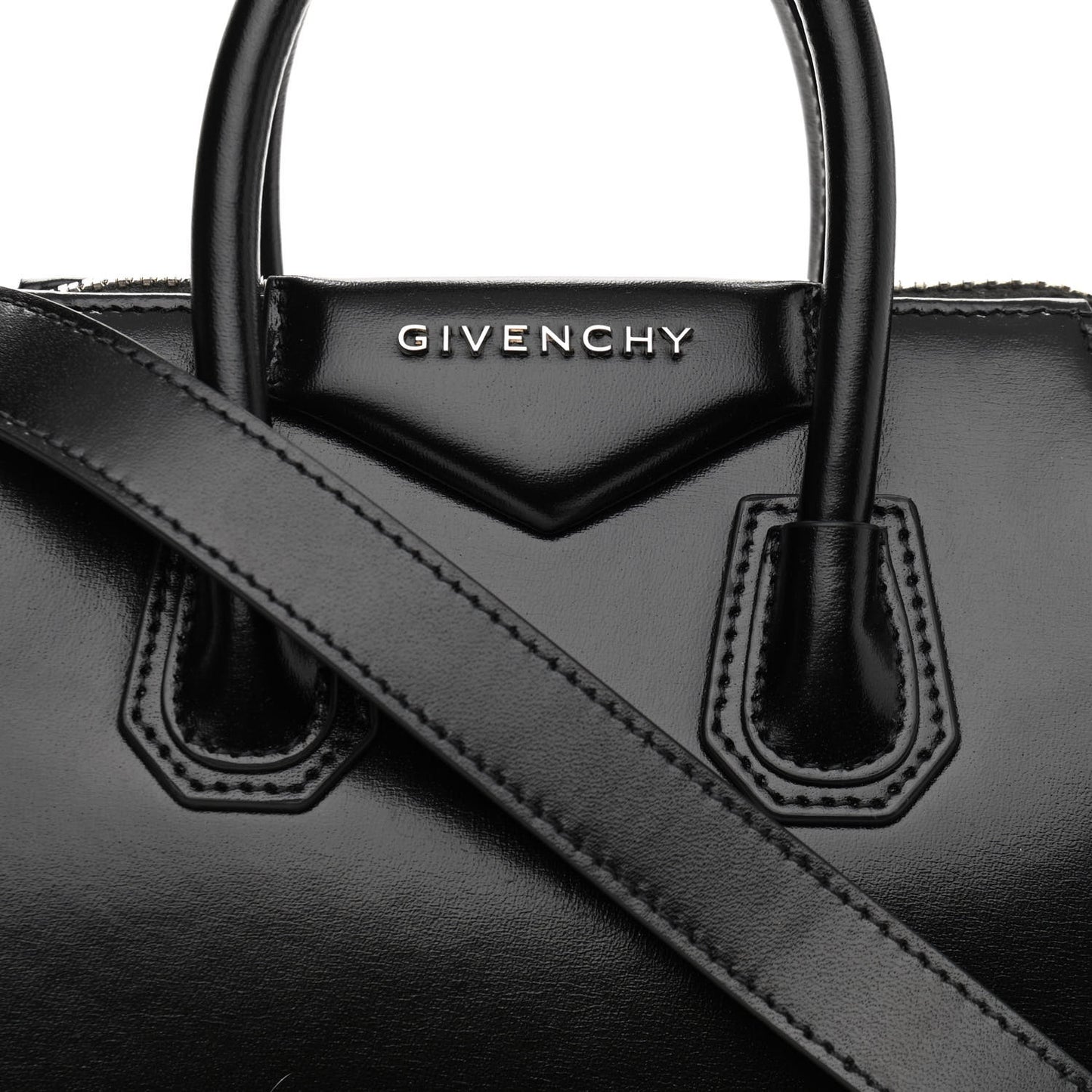 Shiny Lord Calfskin Mini Antigona Black