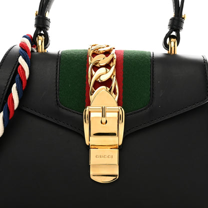 Gucci Calfskin Mini Sylvie Top Handle Bag Black 5 of 12
