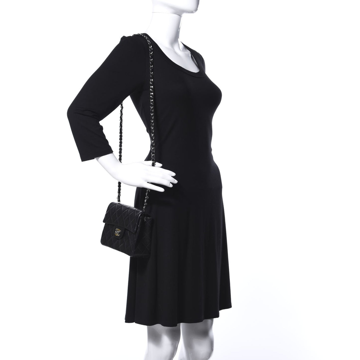 Lambskin Quilted Mini Square Flap Black