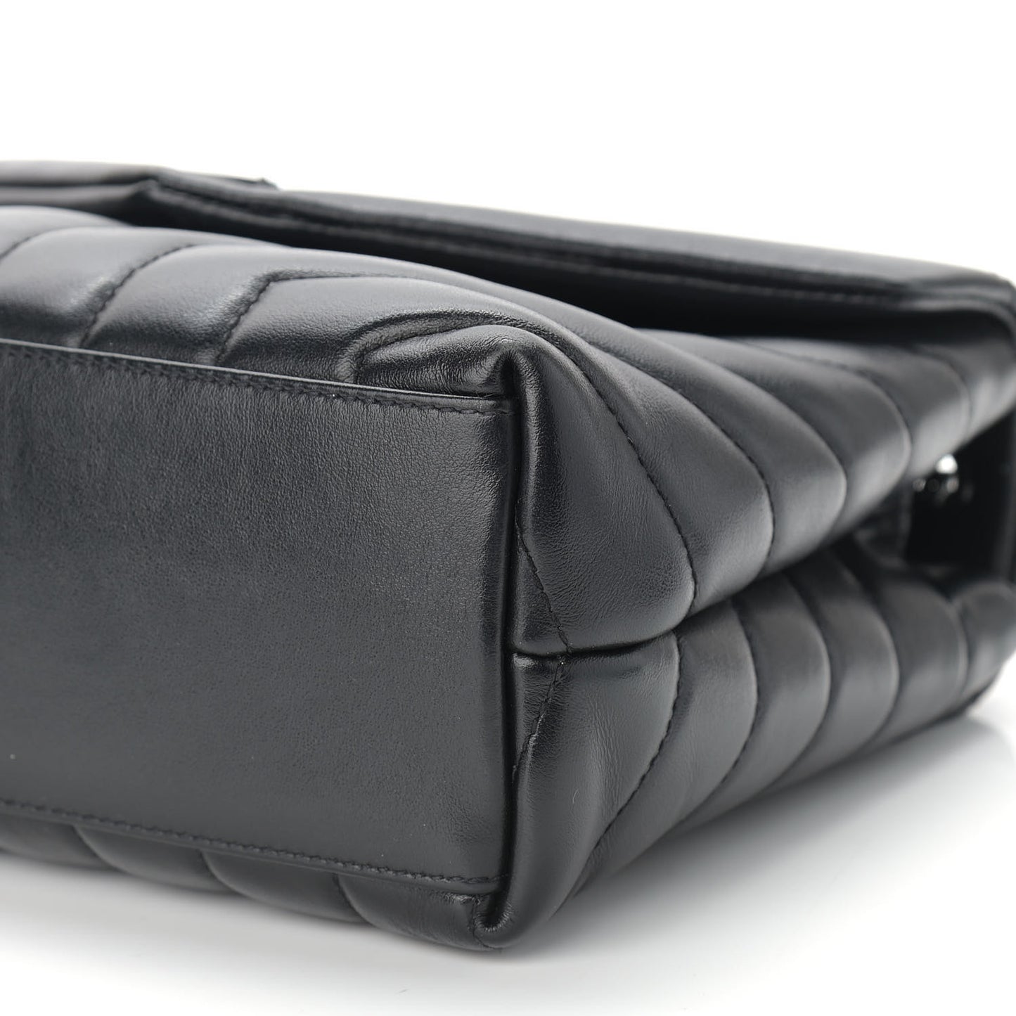 Calfskin Y Quilted Monogram Small Loulou Chain Satchel Black