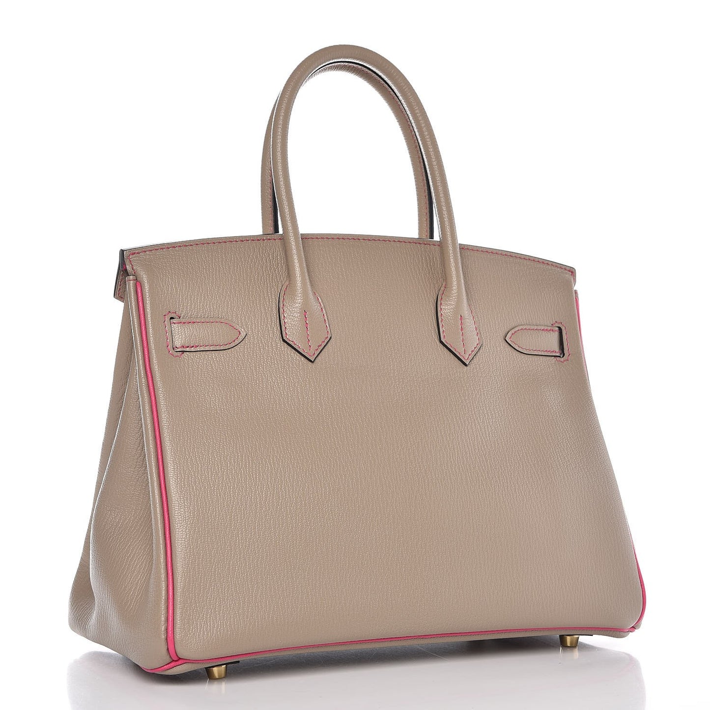 Chevre Mysore Horseshoe Birkin 30 Gris Tourterelle Rose Tyrien