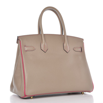 Hermes Chevre Mysore Horseshoe Birkin 30 Gris Tourterelle Rose Tyrien 3 of 32