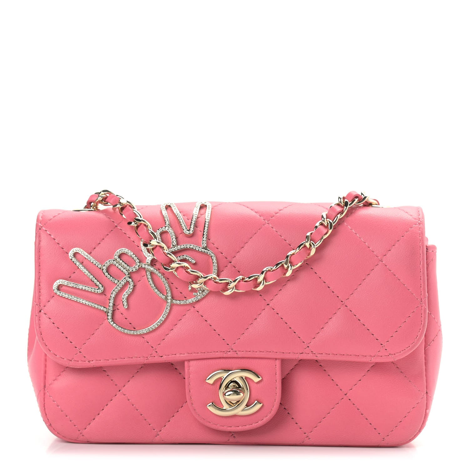 Chanel Lambskin Quilted Extra Mini V For Victory Flap Pink 1 of 12