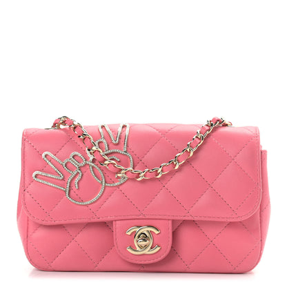 Chanel Lambskin Quilted Extra Mini V For Victory Flap Pink 1 of 12