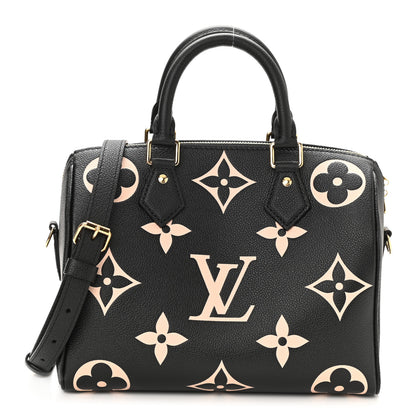 Louis Vuitton Empreinte Monogram Giant Speedy Bandouliere 25 Black Beige 1 of 7