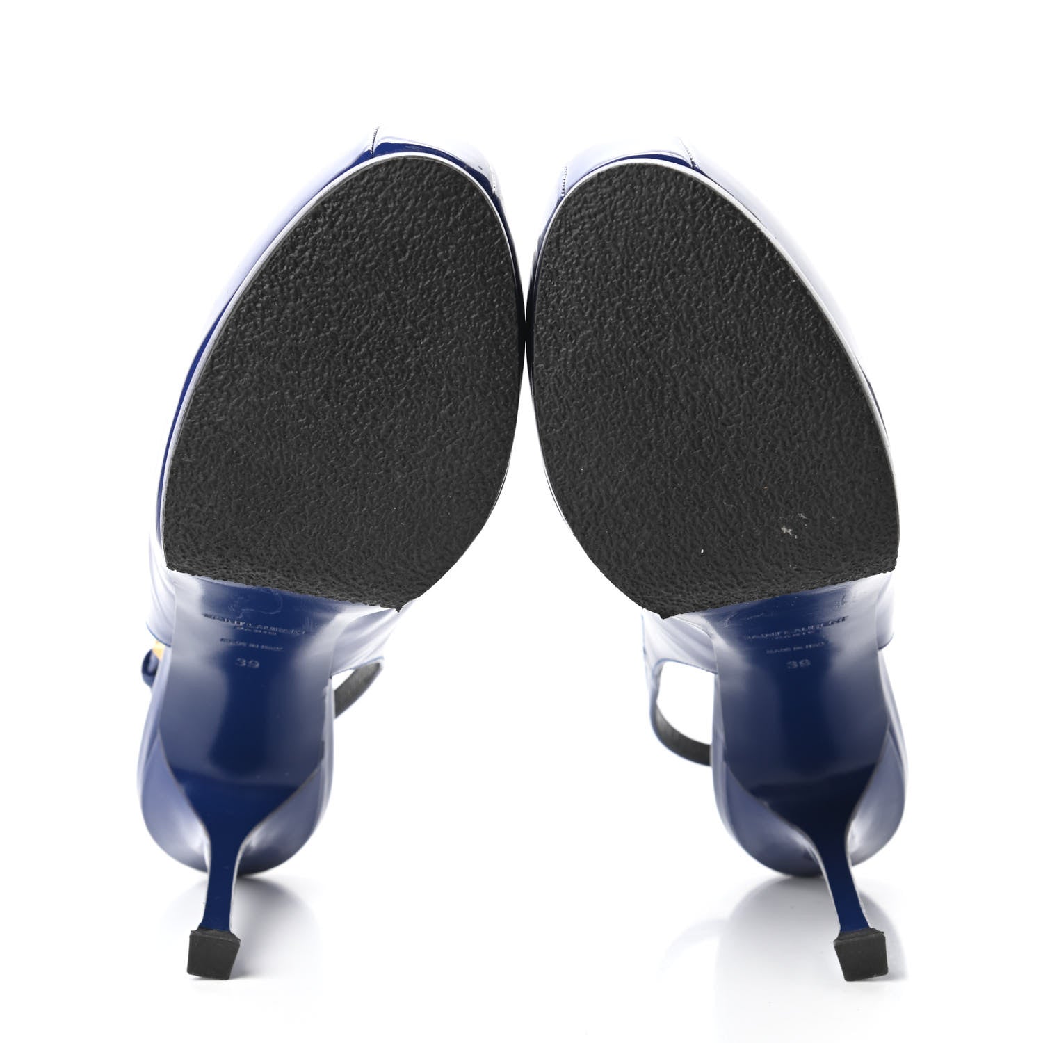 Saint Laurent Vitello Vernice Slingback Platform Pumps 39 Royal Blue 5 of 9